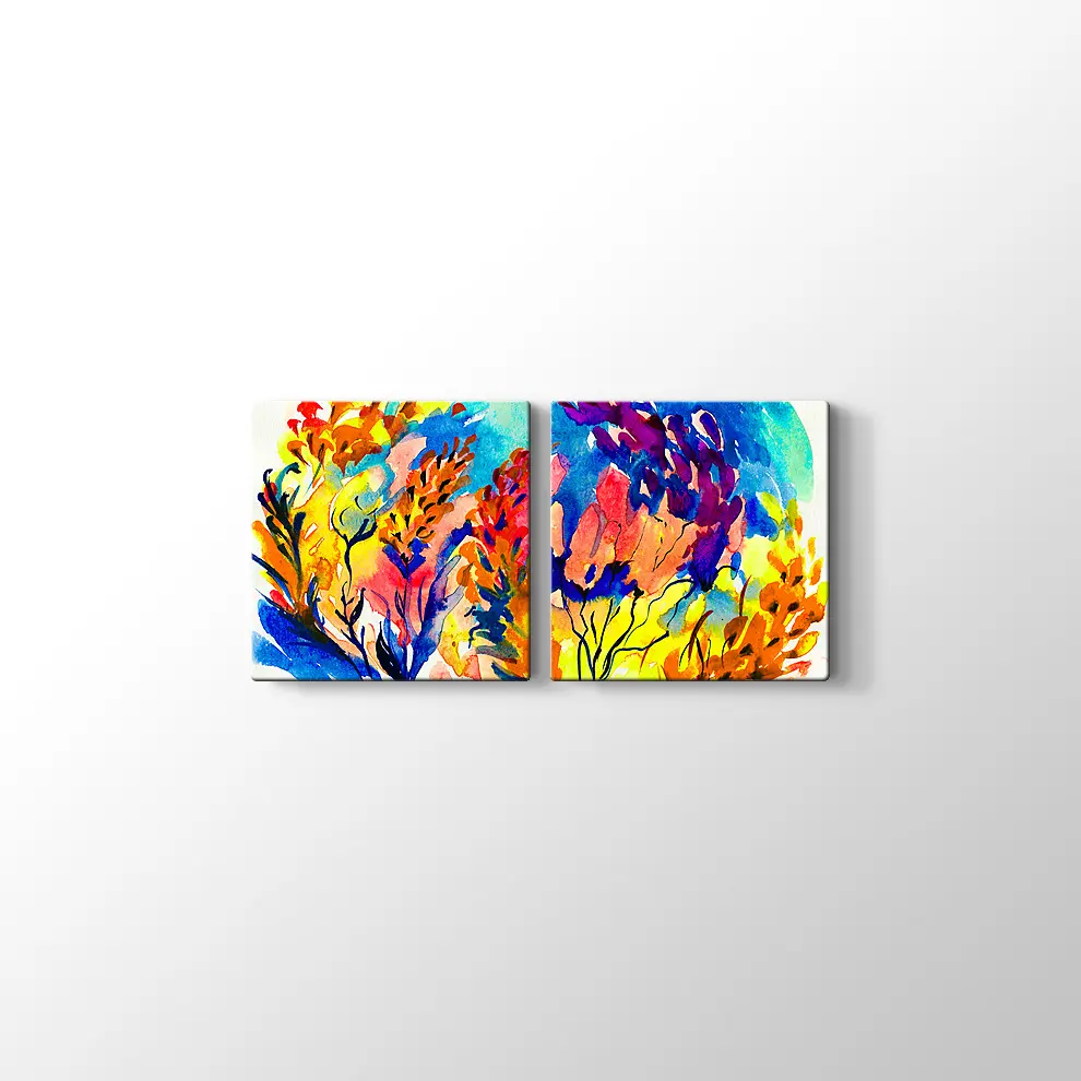 Rengarenk Sümbüller Kanvas Tablo