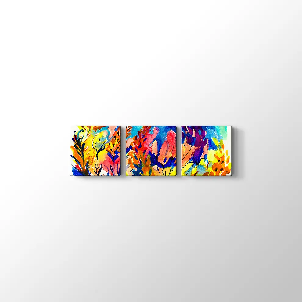 Rengarenk Sümbüller Kanvas Tablo