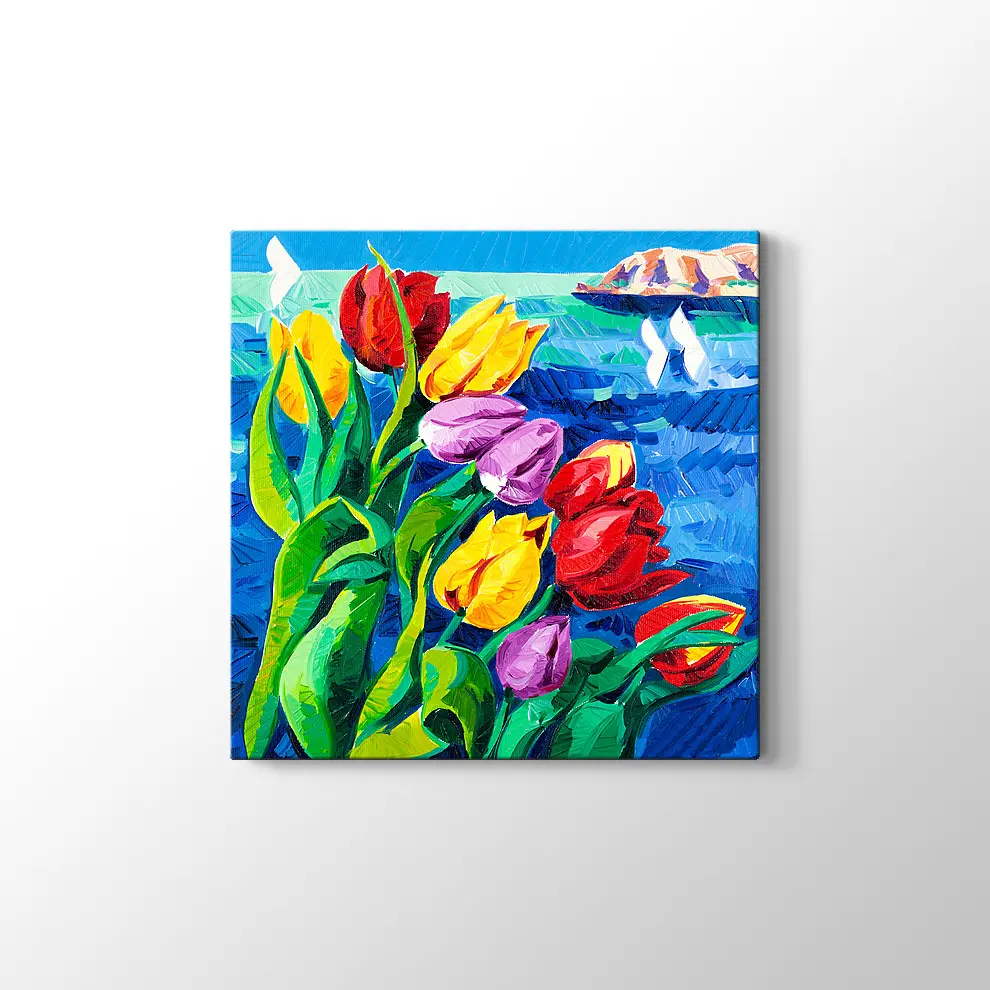 Renkli Laleler Kanvas Tablo