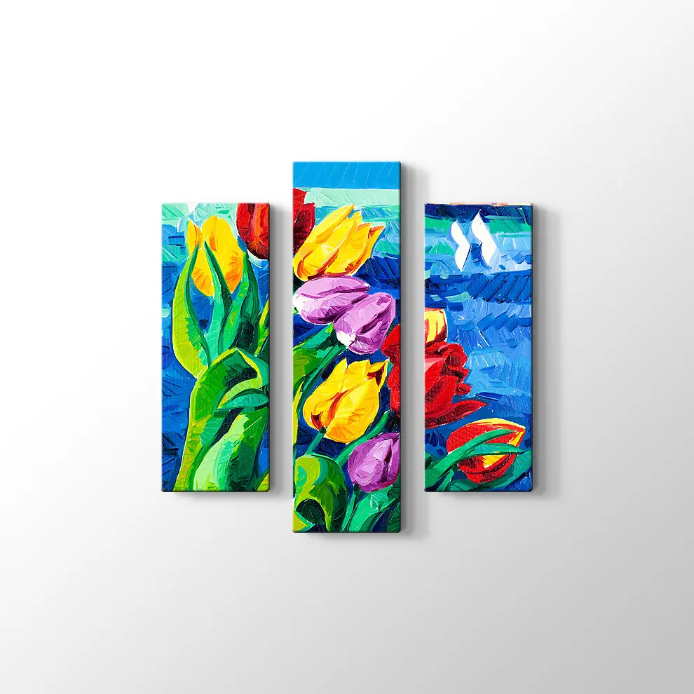 Renkli Laleler Kanvas Tablo