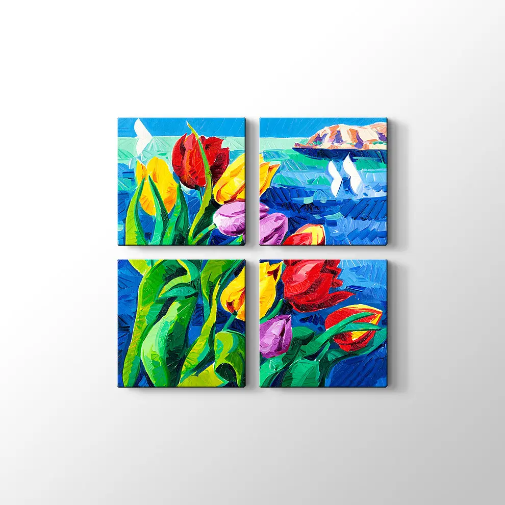 Renkli Laleler Kanvas Tablo