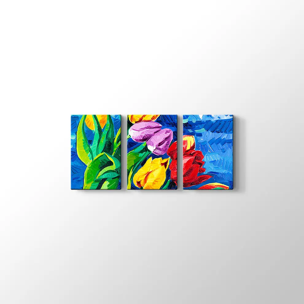Renkli Laleler Kanvas Tablo