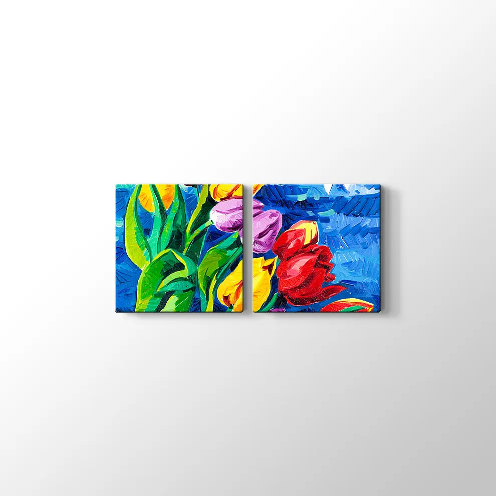 Renkli Laleler Kanvas Tablo