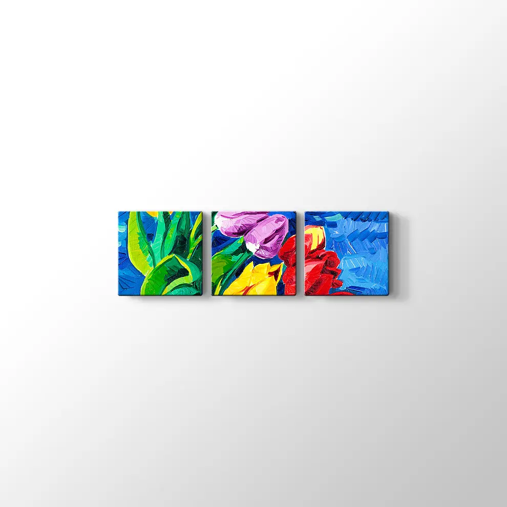 Renkli Laleler Kanvas Tablo