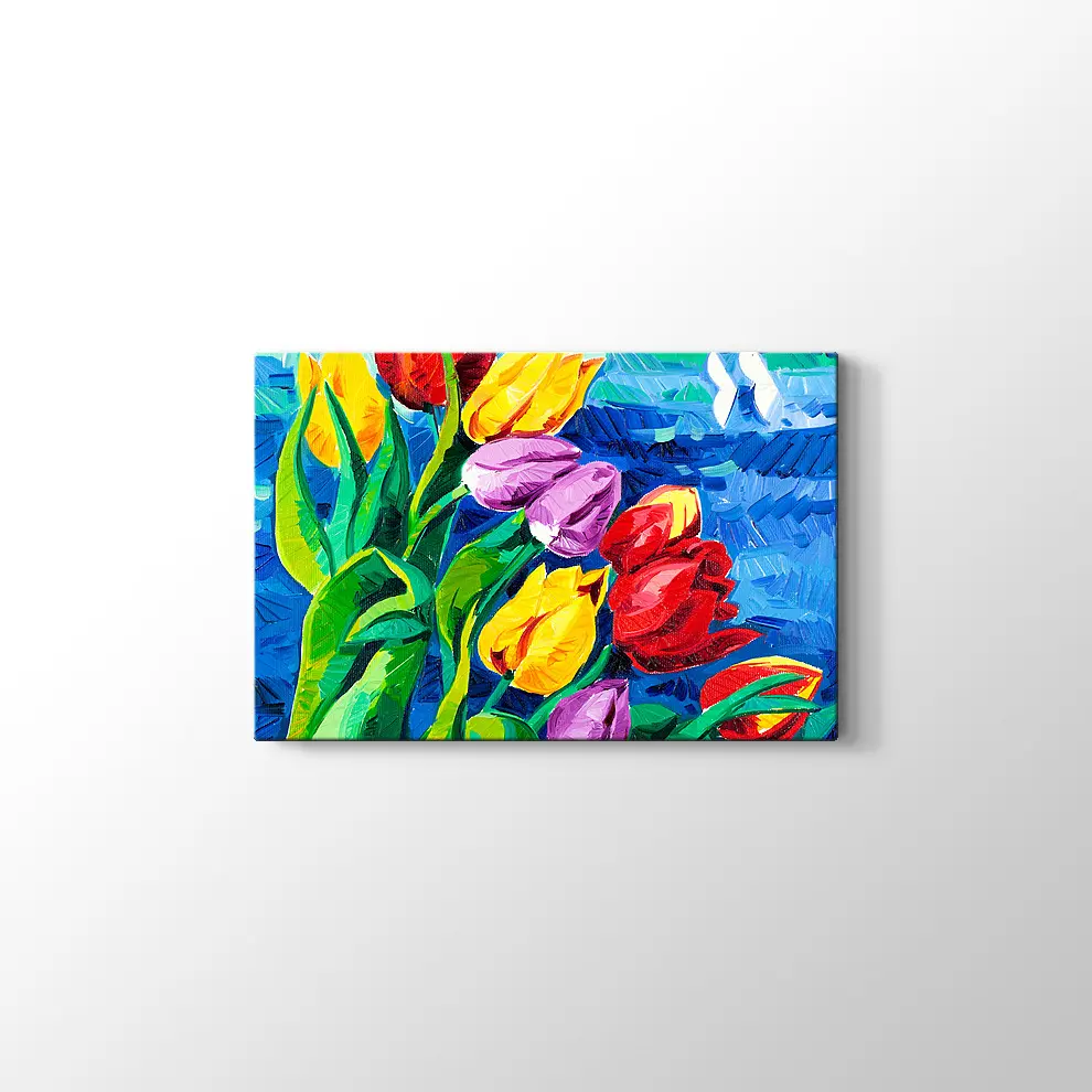 Renkli Laleler Kanvas Tablo