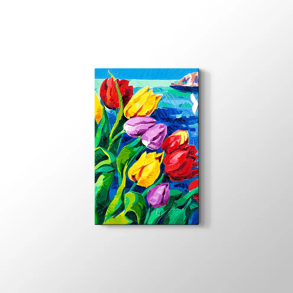 Renkli Laleler Kanvas Tablo