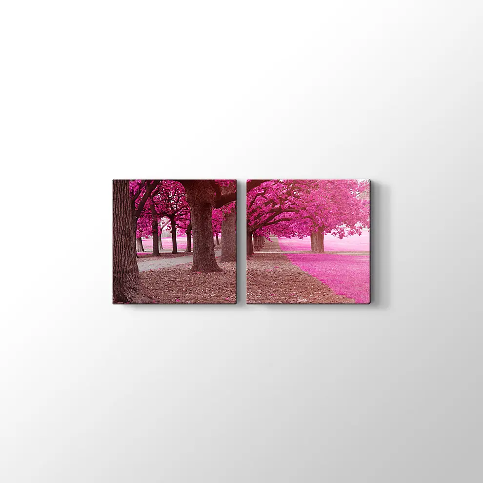 Pembe Park Kanvas Tablo