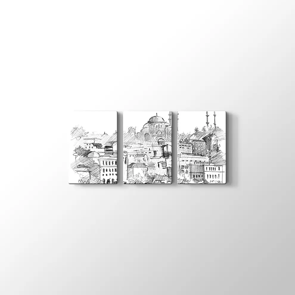 Karakalem İstanbul Kanvas Tablo