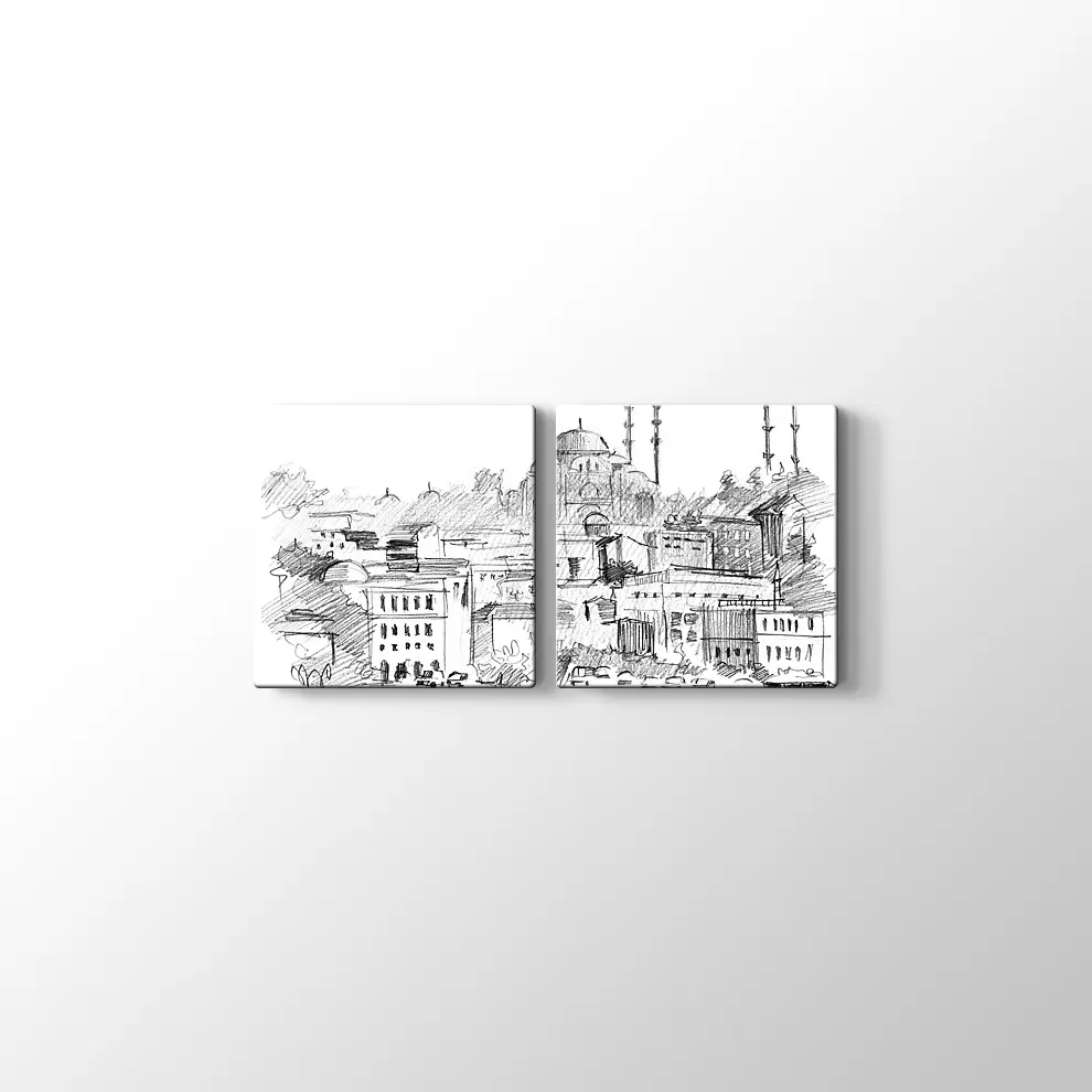 Karakalem İstanbul Kanvas Tablo