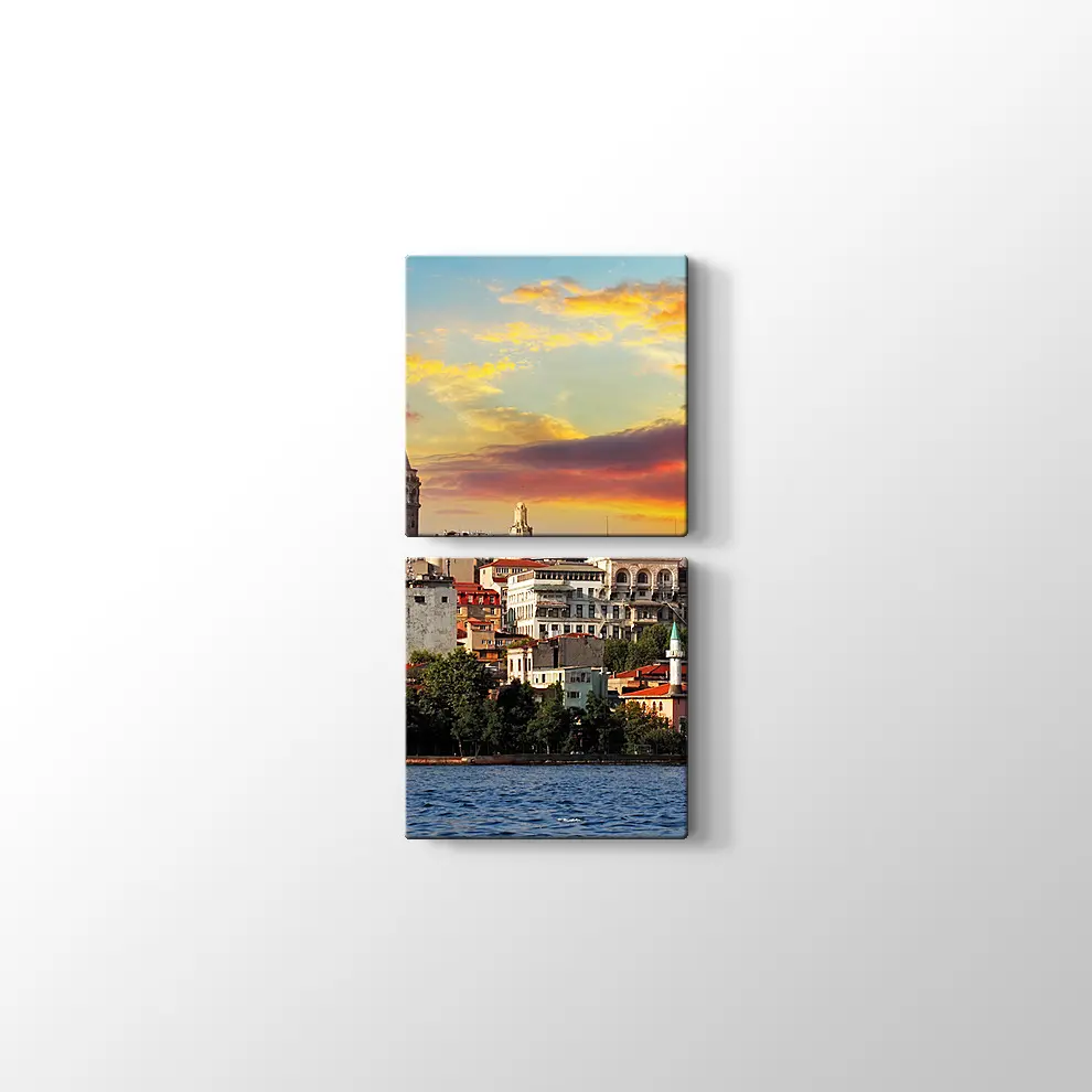 Günbatımında Galata Kanvas Tablo