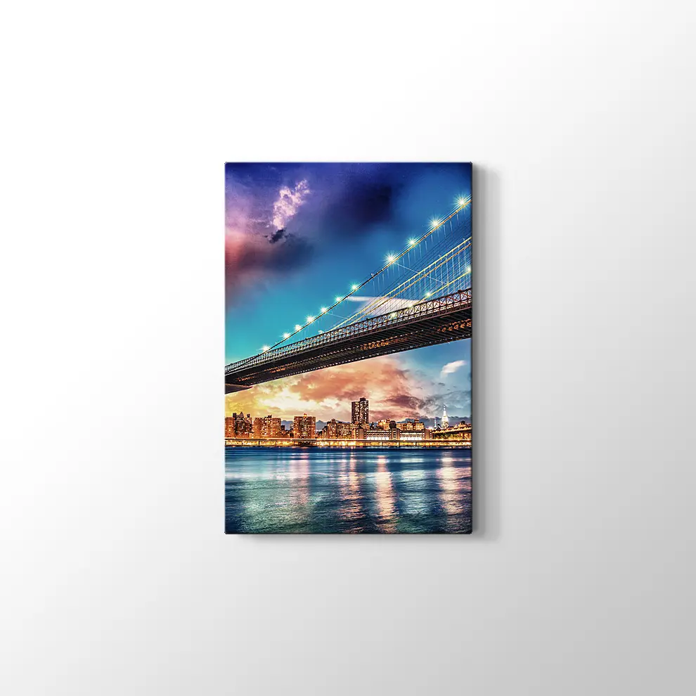 Brooklyn ve Manhattan Köprüsü Kanvas Tablo