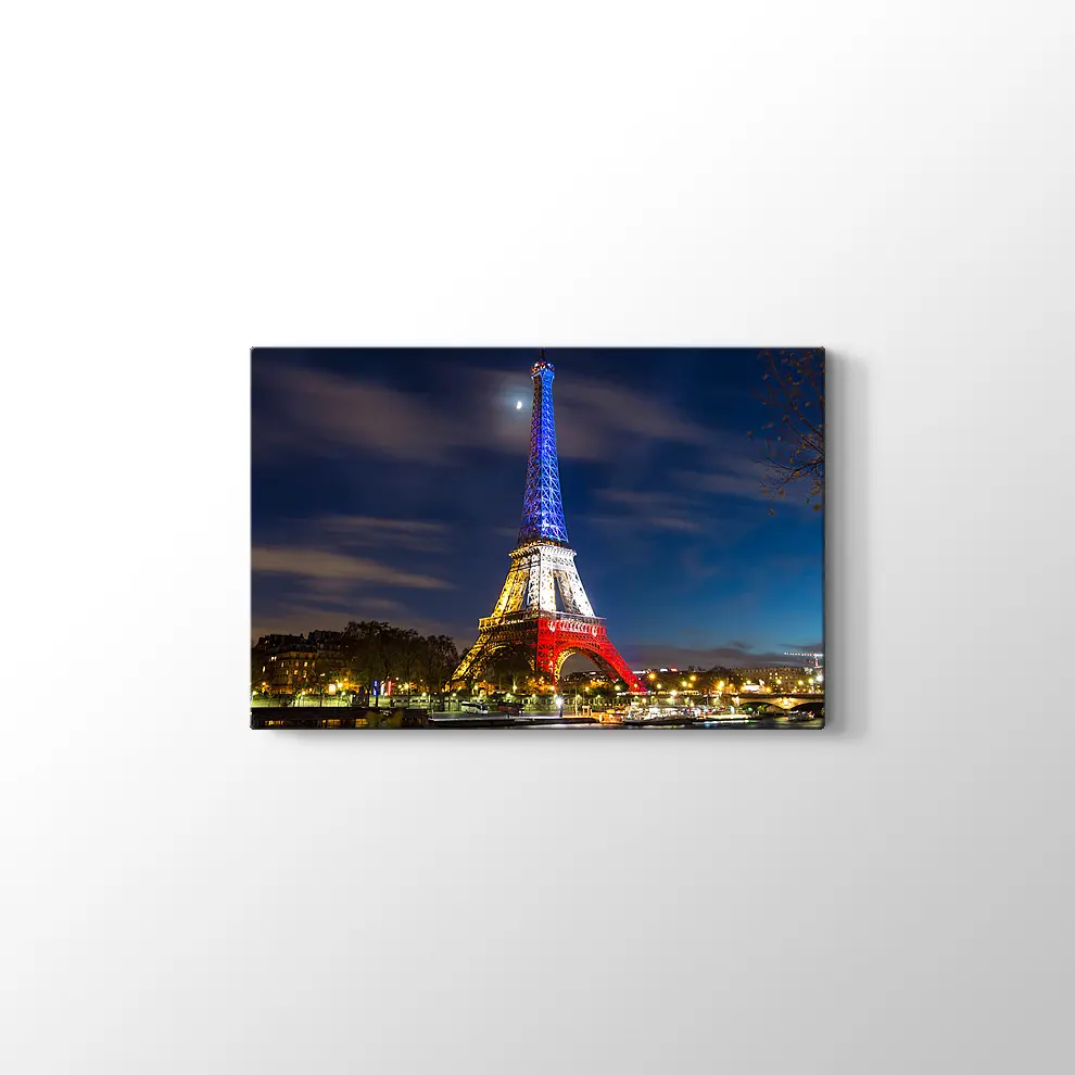 Eyfel Kulesi Gece Ve Işıklar Kanvas Tablo