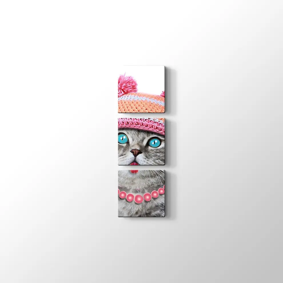 Şapkalı Kedi Kanvas Tablo
