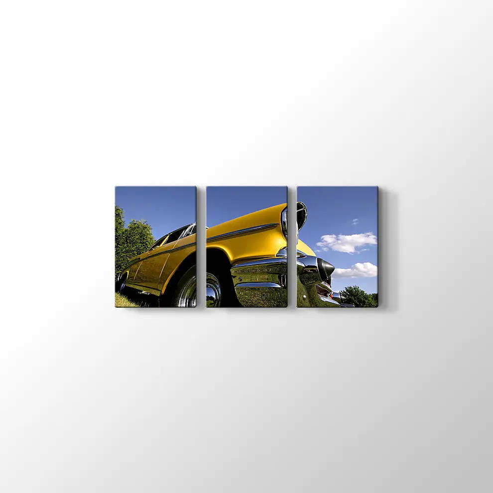 Sarı Klasik Chevrolet Kanvas Tablo