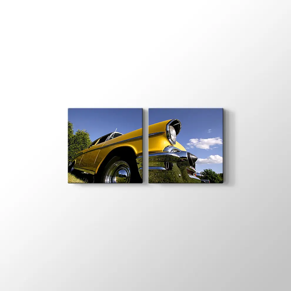Sarı Klasik Chevrolet Kanvas Tablo